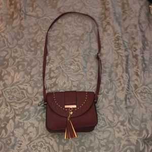 FREE Red leather snap and zip purse with adjustable straps